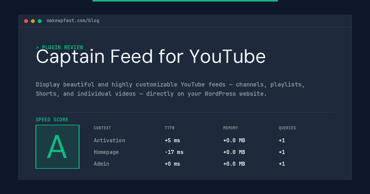 Captain Feed for YouTube - MakeWPFast