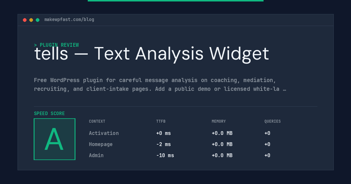 tells — Text Analysis Widget - MakeWPFast