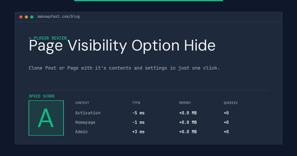 Page Visibility Option Hide - MakeWPFast