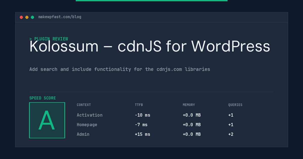 Kolossum – cdnJS for WordPress - MakeWPFast