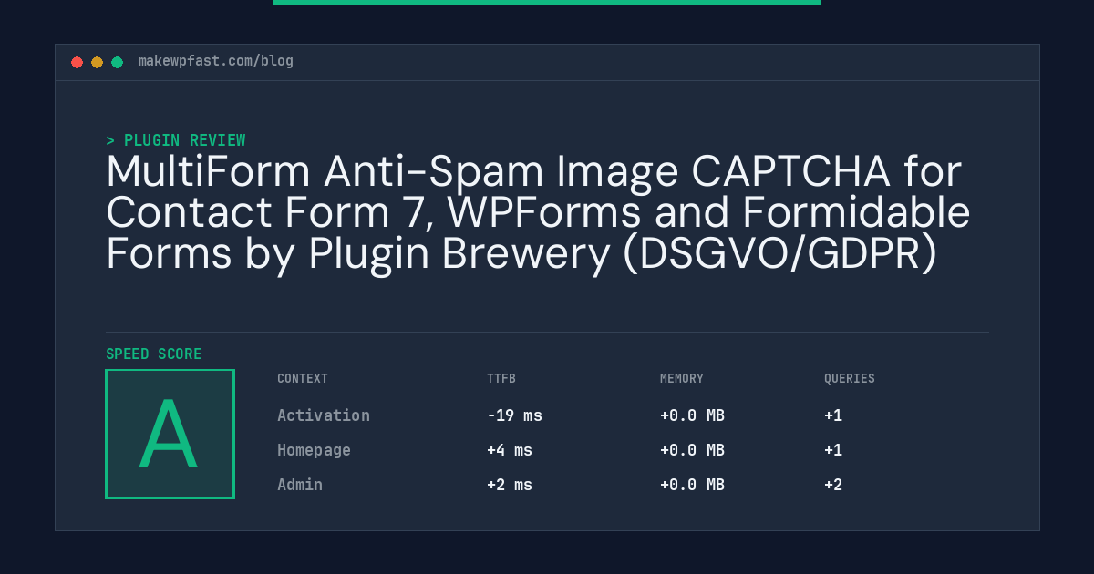 MultiForm Anti-Spam Image CAPTCHA for Contact Form 7, WPForms and Formidable Forms by Plugin Brewery (DSGVO/GDPR) - MakeWPFast