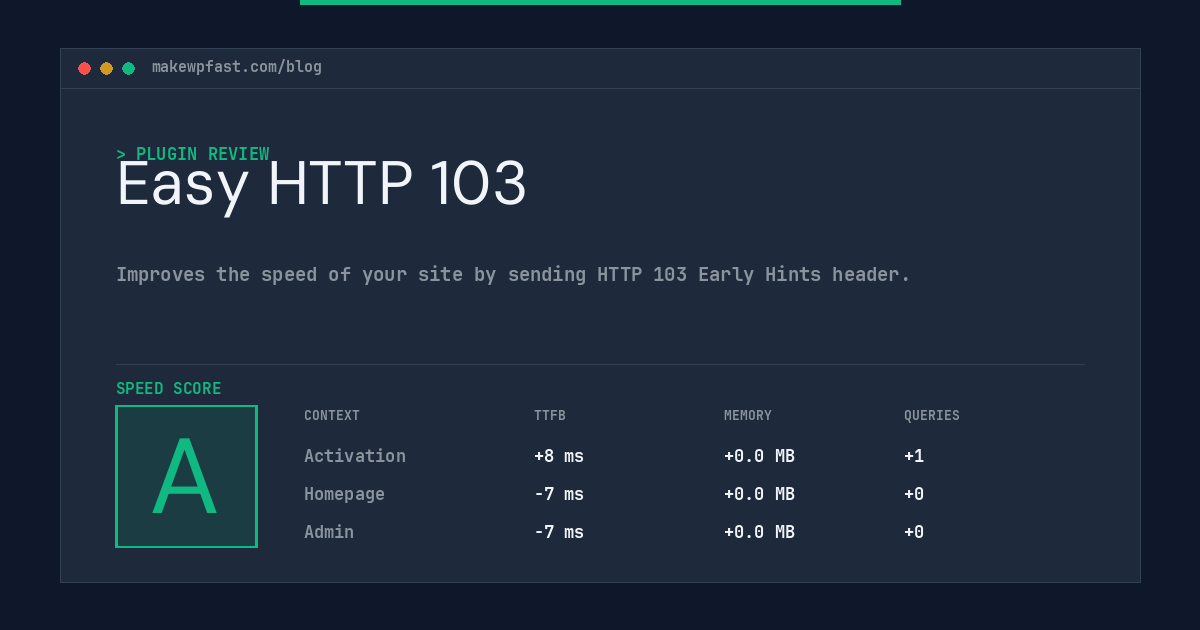 Easy HTTP 103 - MakeWPFast