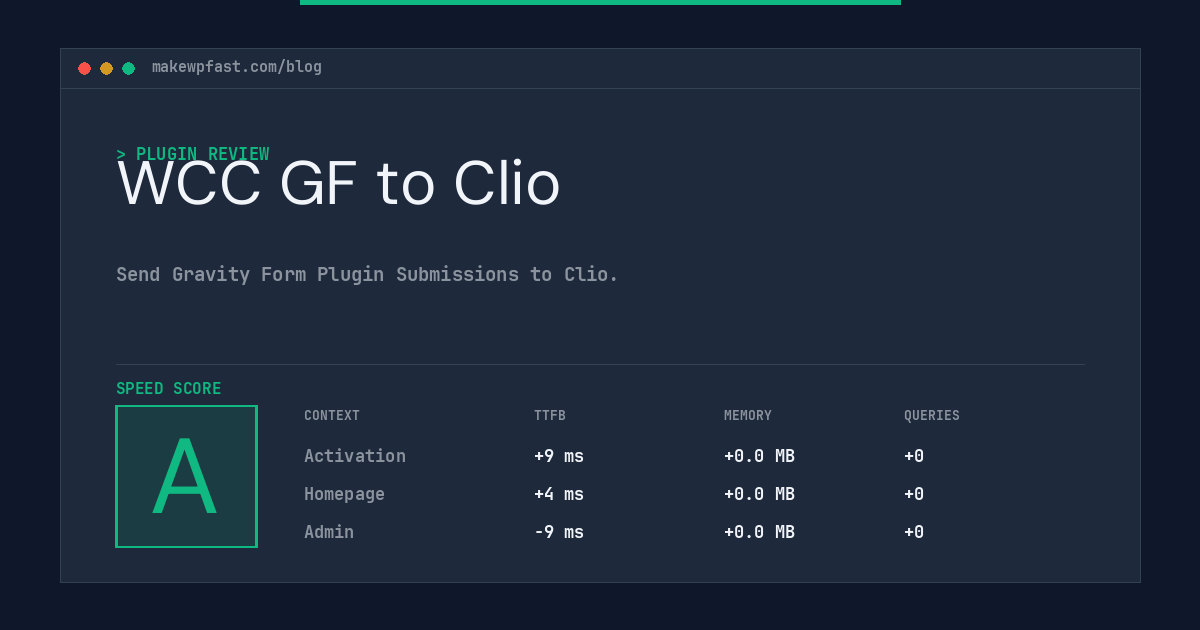 WCC GF to Clio - MakeWPFast