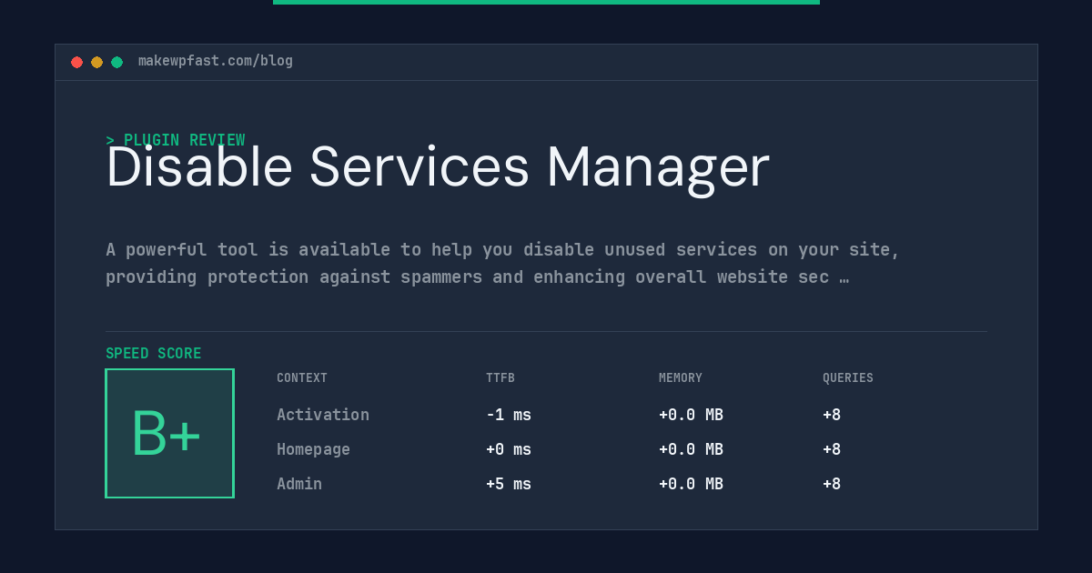 Disable Services Manager - MakeWPFast