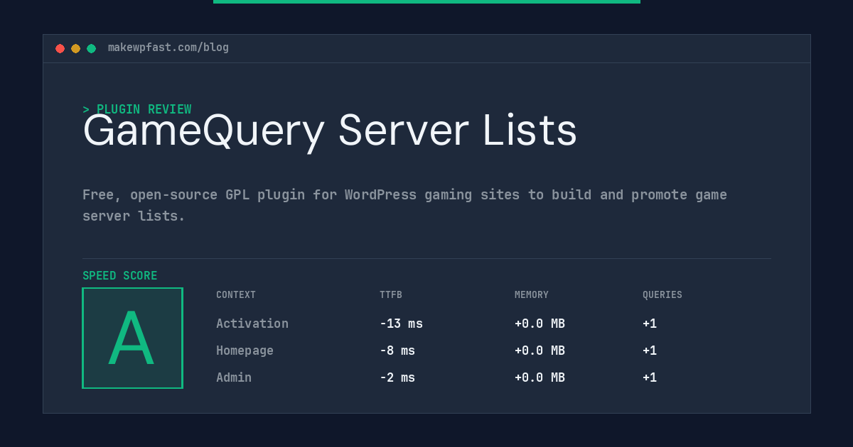 GameQuery Server Lists - MakeWPFast