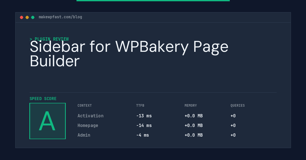 Sidebar for WPBakery Page Builder - MakeWPFast