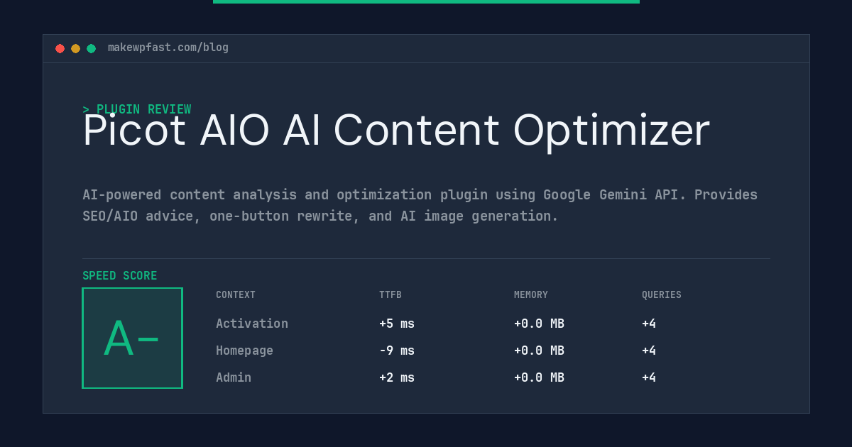 Picot AIO AI Content Optimizer - MakeWPFast