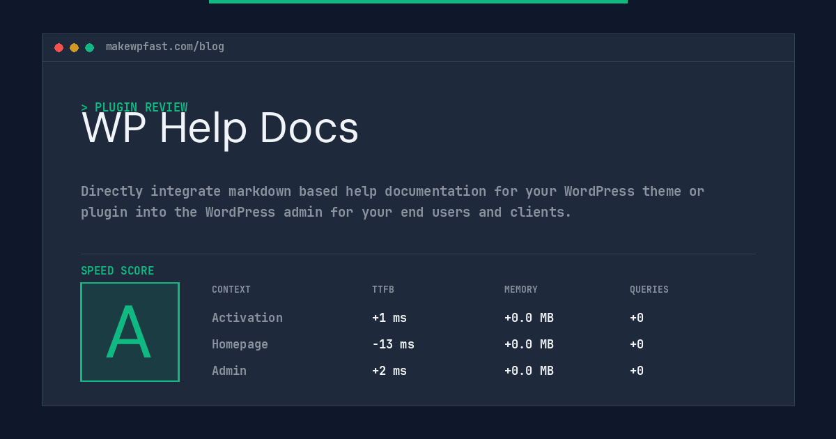 WP Help Docs - MakeWPFast