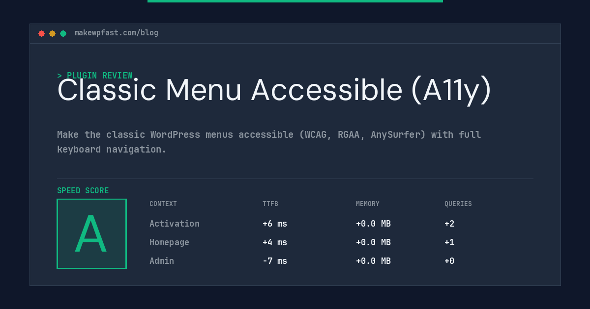 Classic Menu Accessible (A11y) - MakeWPFast