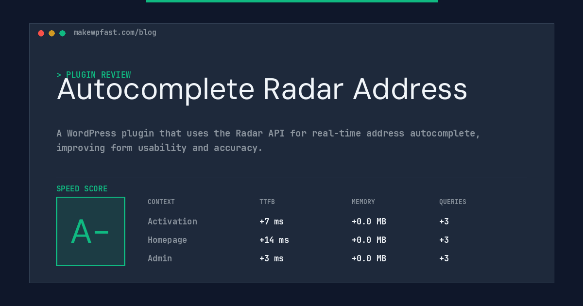 Autocomplete Radar Address - MakeWPFast
