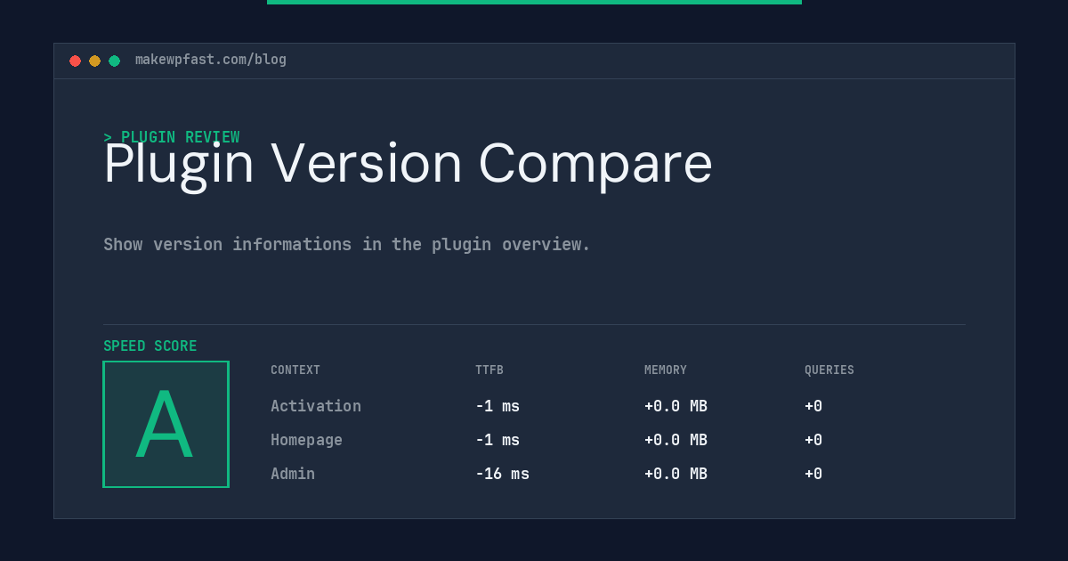Plugin Version Compare - MakeWPFast