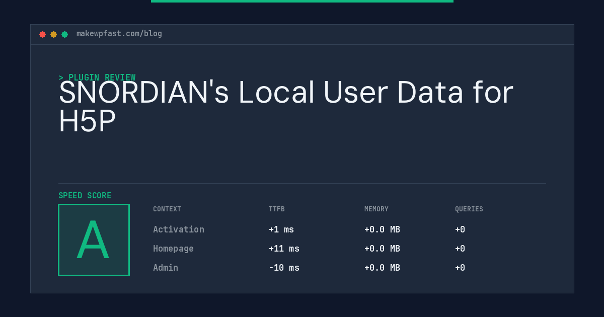 SNORDIAN's Local User Data for H5P - MakeWPFast