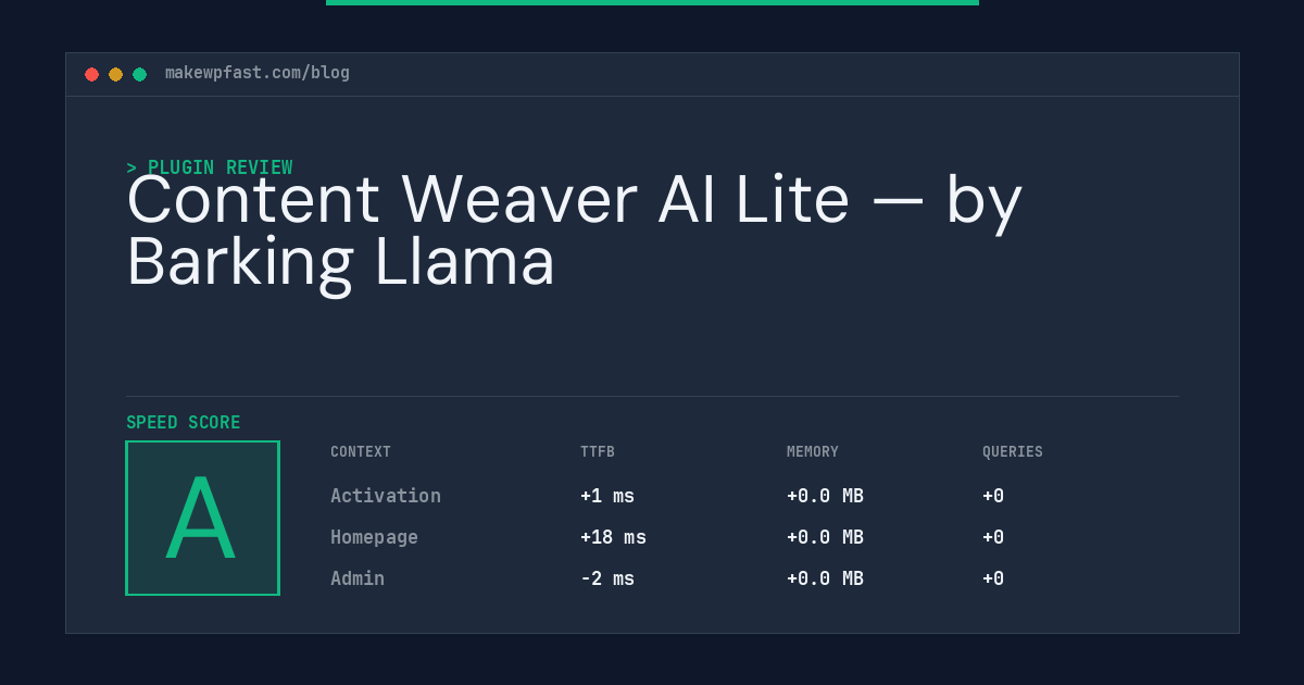 Content Weaver AI Lite — by Barking Llama - MakeWPFast