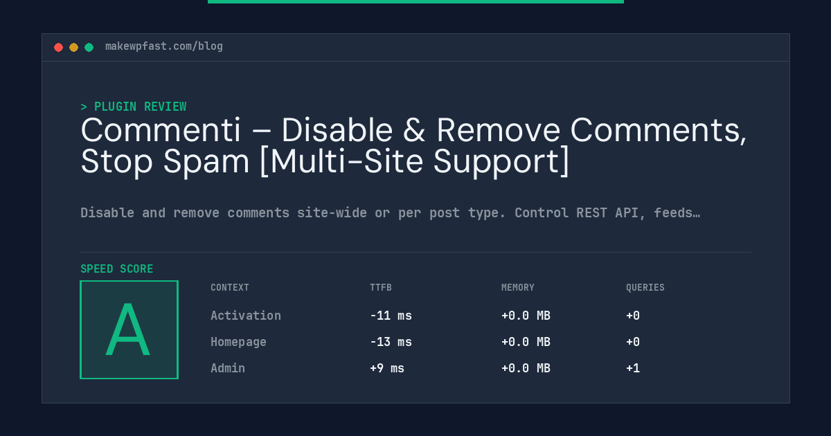 Commenti – Disable & Remove Comments, Stop Spam [Multi-Site Support] - MakeWPFast