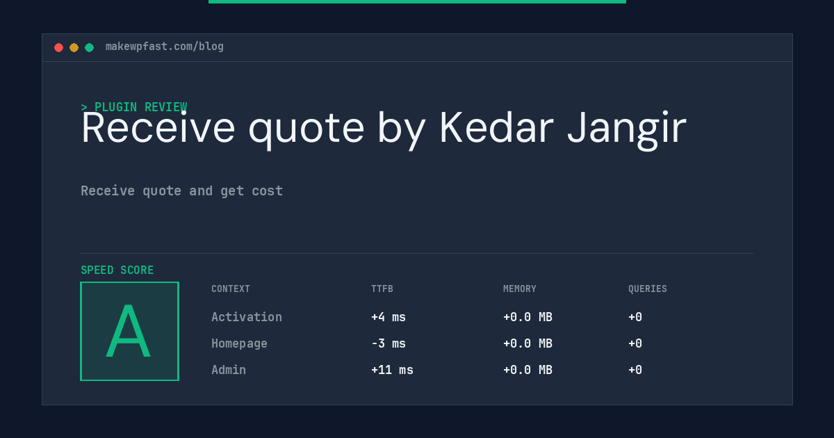 Receive quote by Kedar Jangir - MakeWPFast