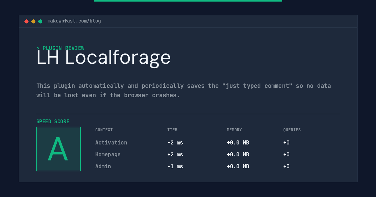 LH Localforage - MakeWPFast