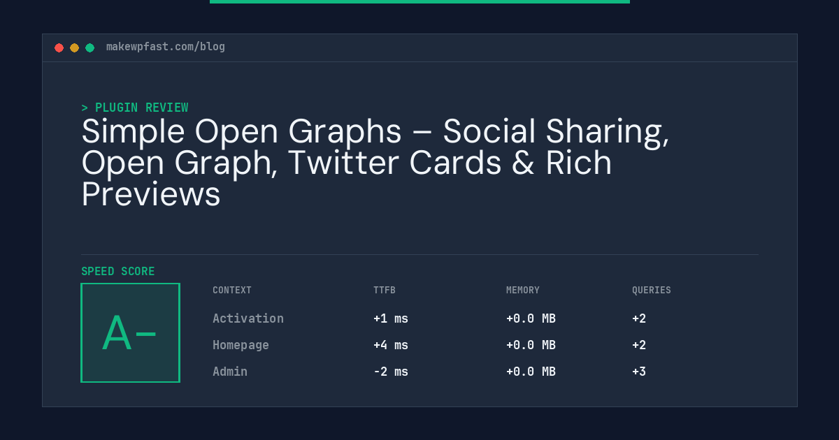 Simple Open Graphs – Social Sharing, Open Graph, Twitter Cards & Rich Previews - MakeWPFast