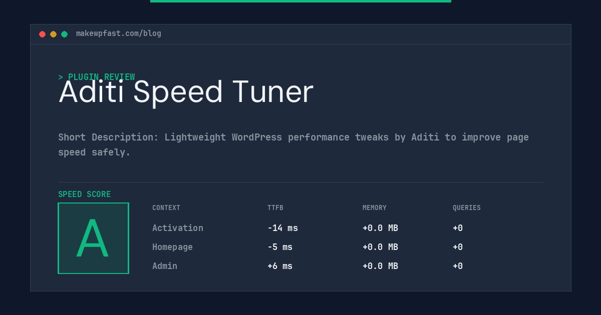 Aditi Speed Tuner - MakeWPFast
