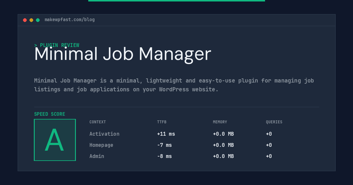Minimal Job Manager - MakeWPFast