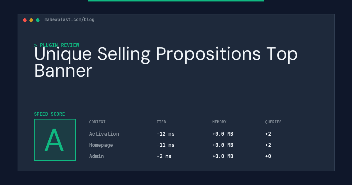 Unique Selling Propositions Top Banner - MakeWPFast