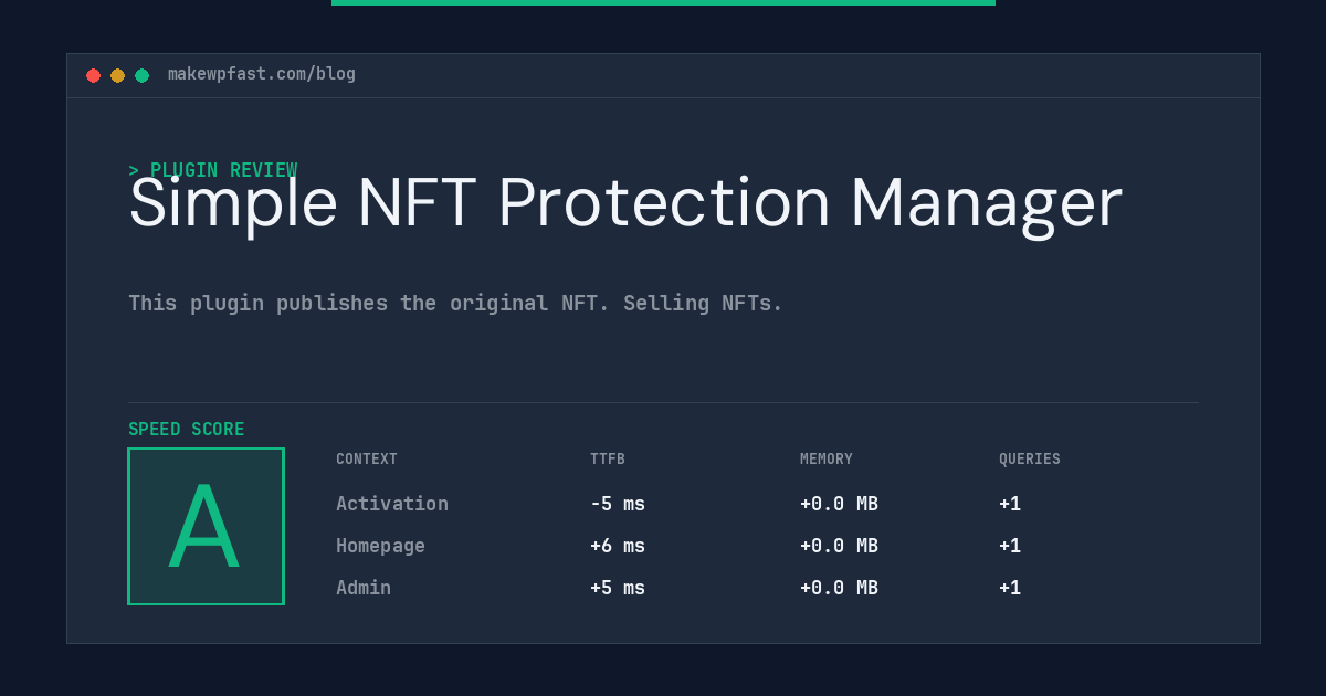 Simple NFT Protection Manager - MakeWPFast