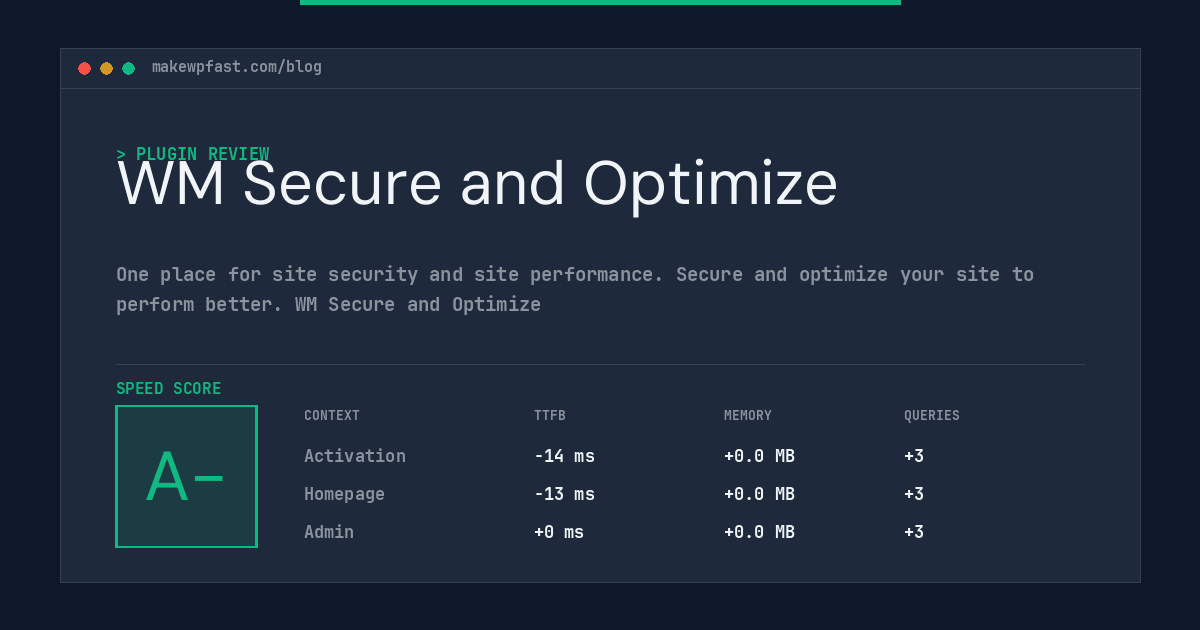 WM Secure and Optimize - MakeWPFast