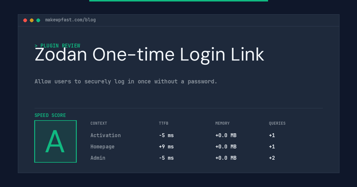 Zodan One-time Login Link - MakeWPFast