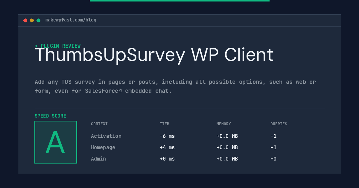 ThumbsUpSurvey WP Client - MakeWPFast