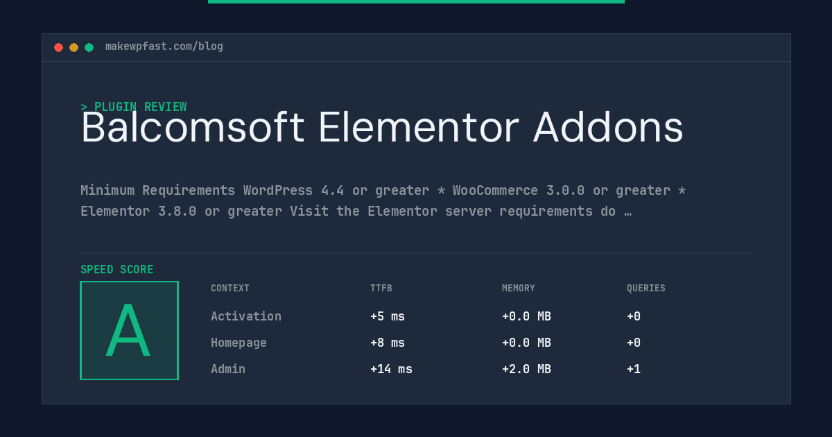 Balcomsoft Elementor Addons - MakeWPFast