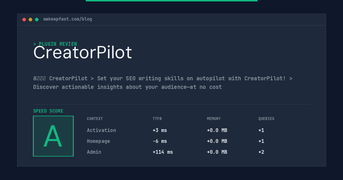 CreatorPilot - MakeWPFast