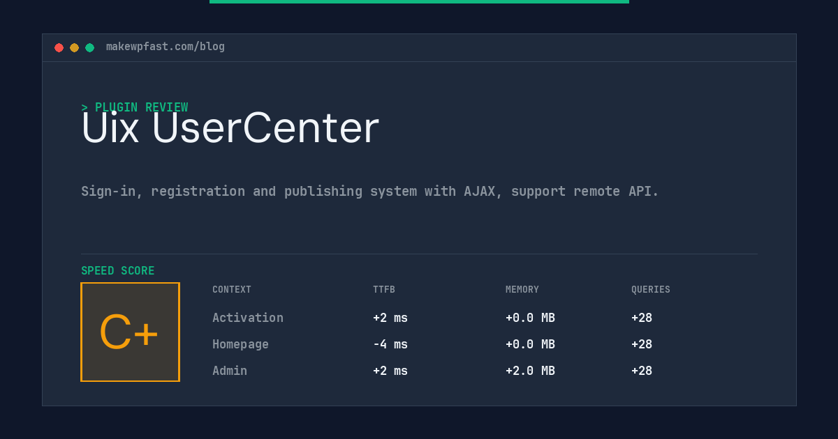 Uix UserCenter - MakeWPFast