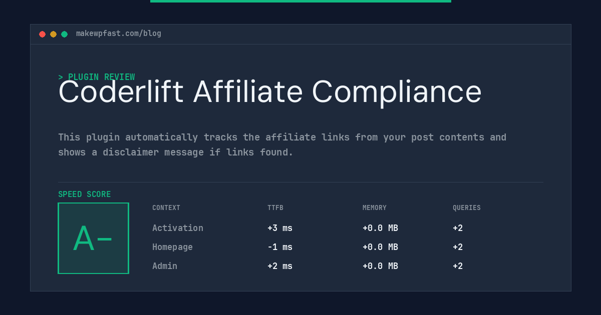 Coderlift Affiliate Compliance - MakeWPFast