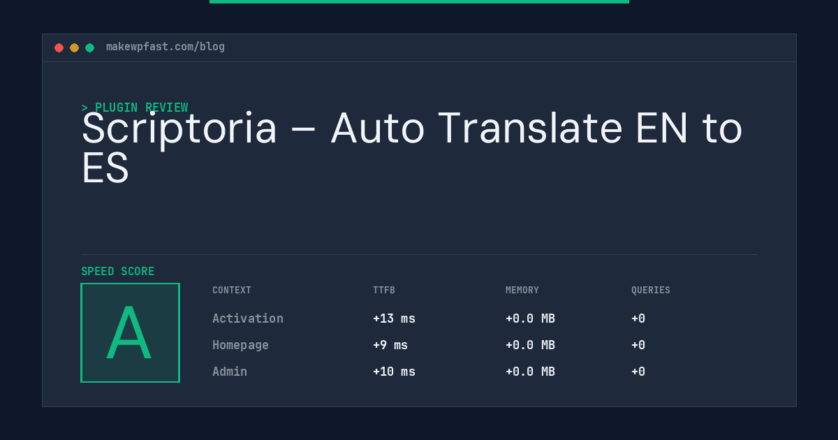 Scriptoria – Auto Translate EN to ES - MakeWPFast