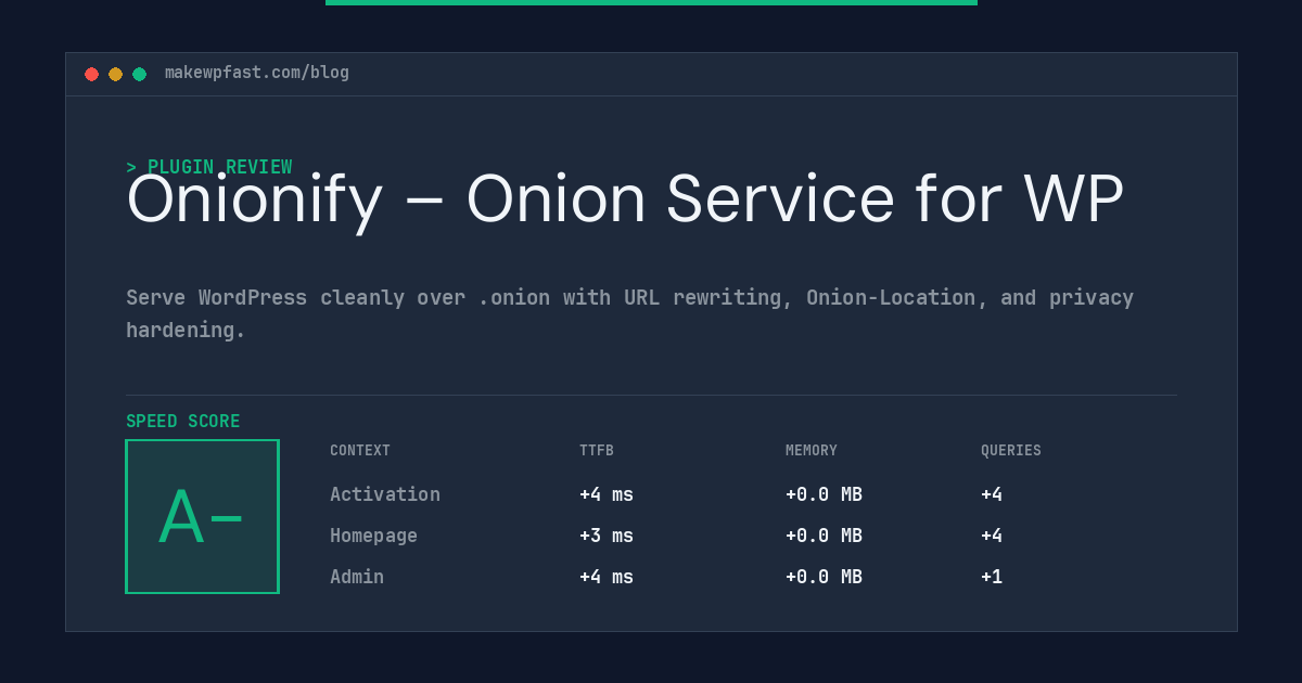 Onionify – Onion Service for WP - MakeWPFast