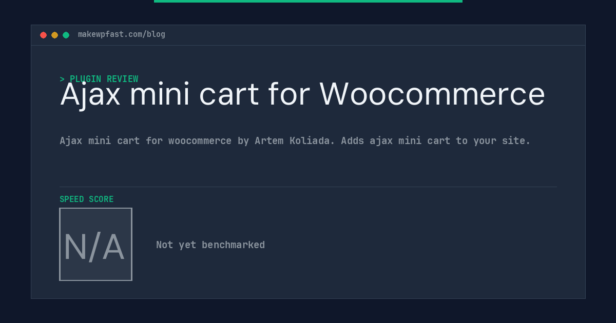 Ajax mini cart for Woocommerce - MakeWPFast