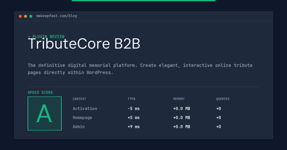 TributeCore B2B - MakeWPFast