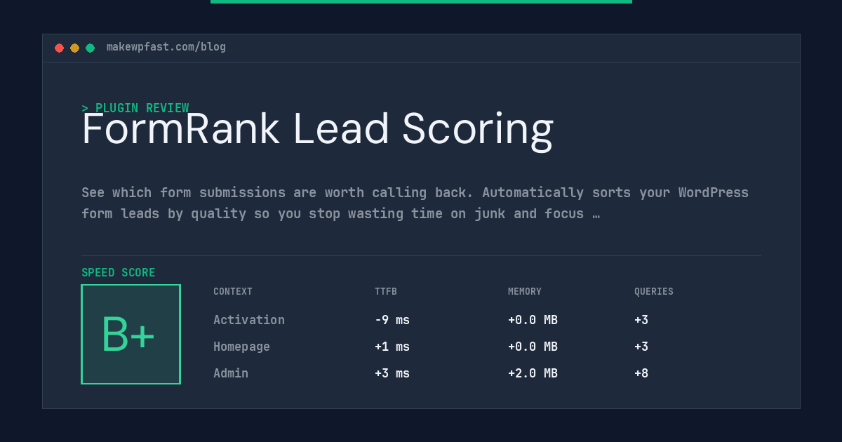 FormRank Lead Scoring - MakeWPFast