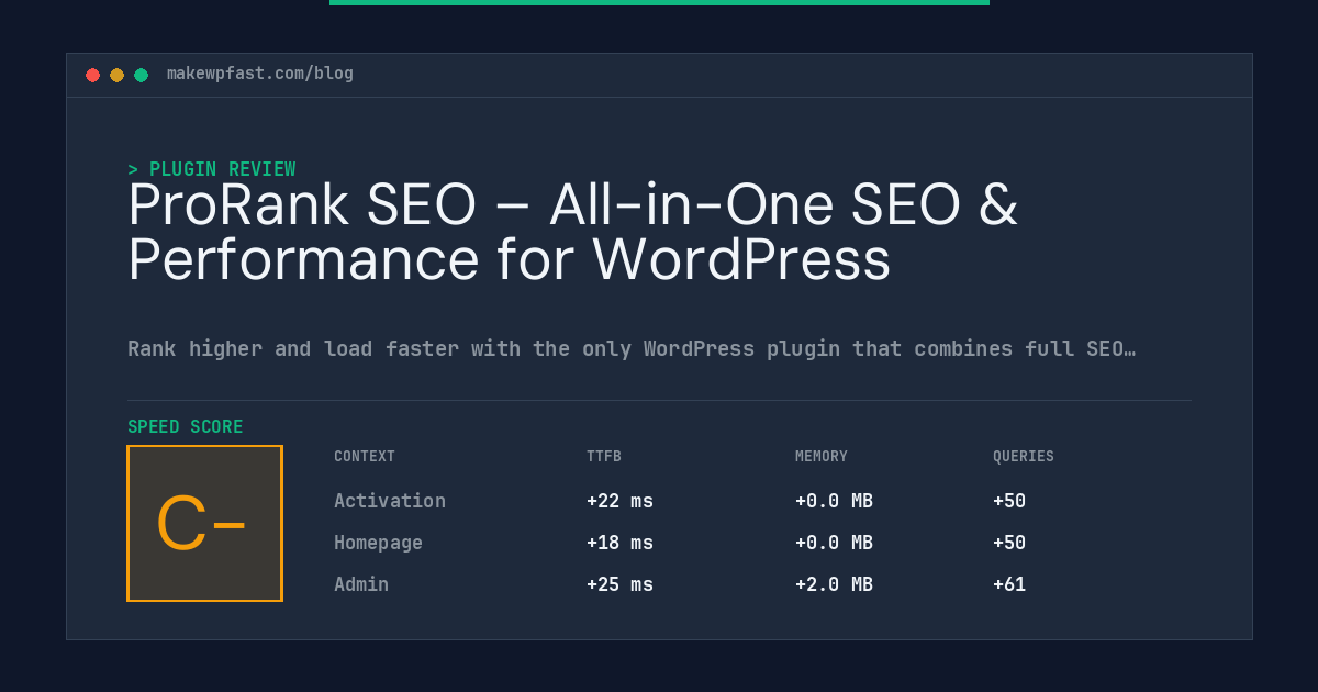 ProRank SEO – All-in-One SEO & Performance for WordPress - MakeWPFast