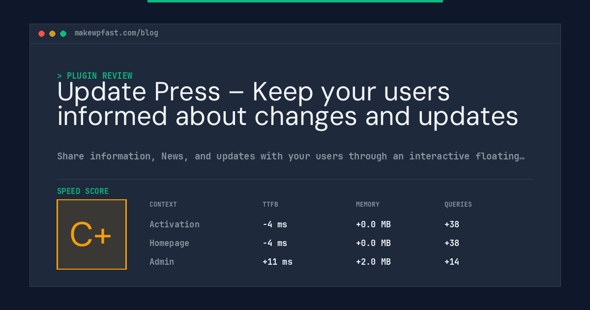 Update Press – Keep your users informed about changes and updates - MakeWPFast