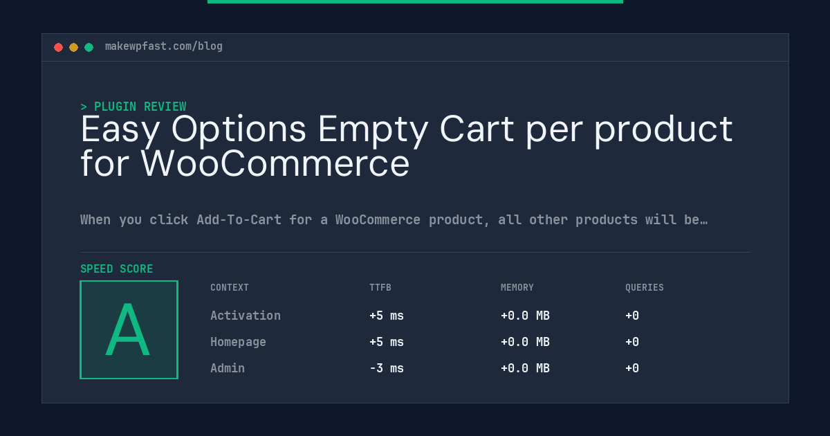 Easy Options Empty Cart per product for WooCommerce - MakeWPFast