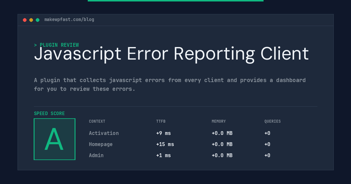 Javascript Error Reporting Client - MakeWPFast