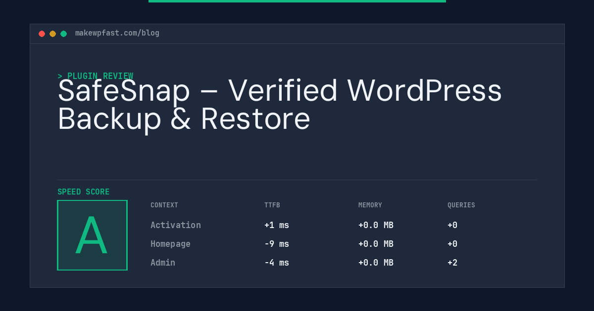 SafeSnap – Verified WordPress Backup & Restore - MakeWPFast