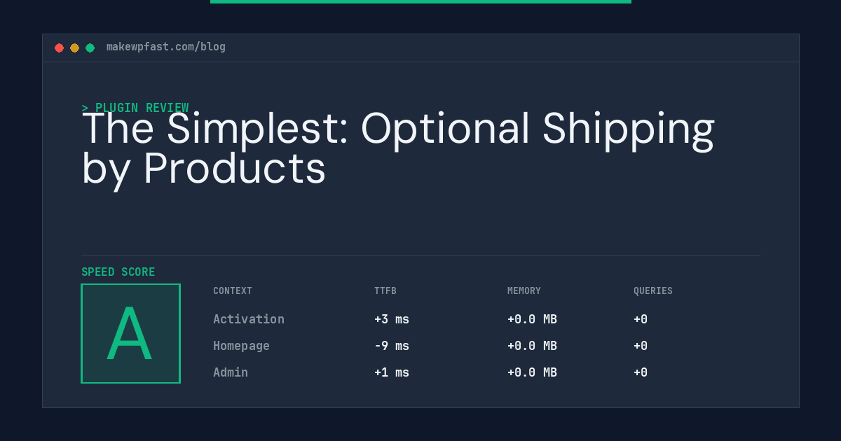 The Simplest: Optional Shipping by Products - MakeWPFast