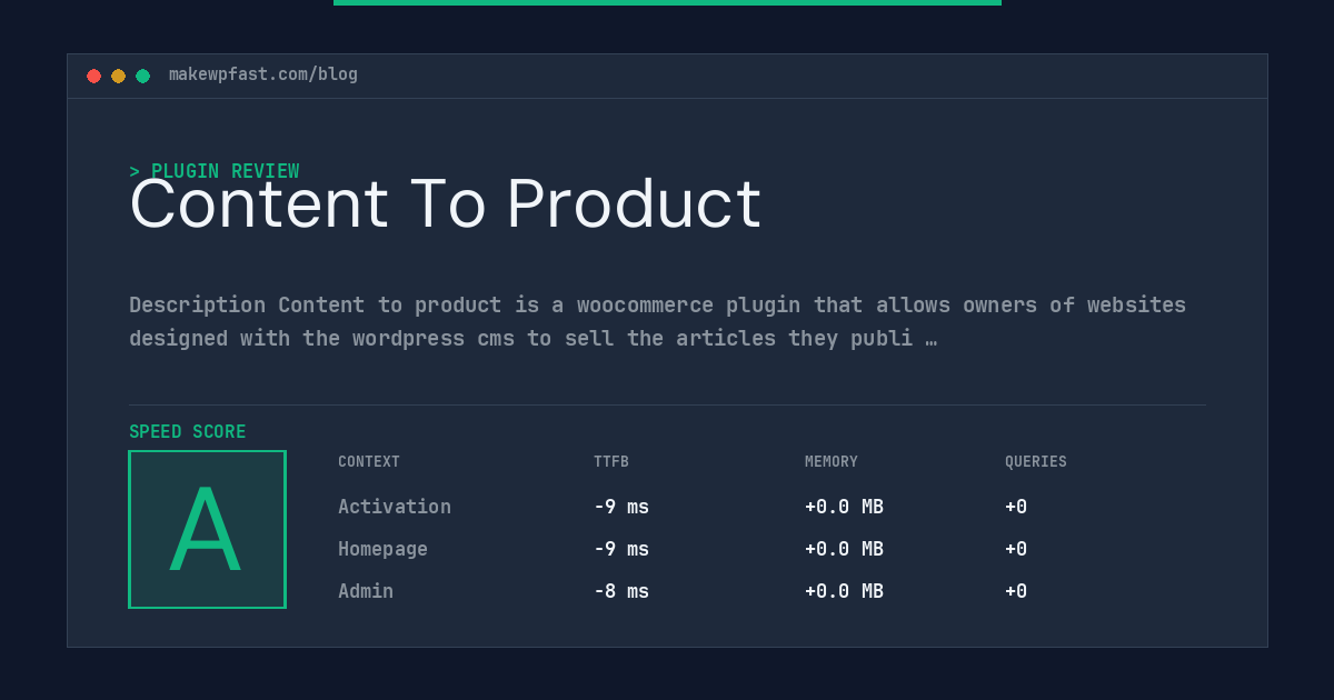 Content To Product - MakeWPFast