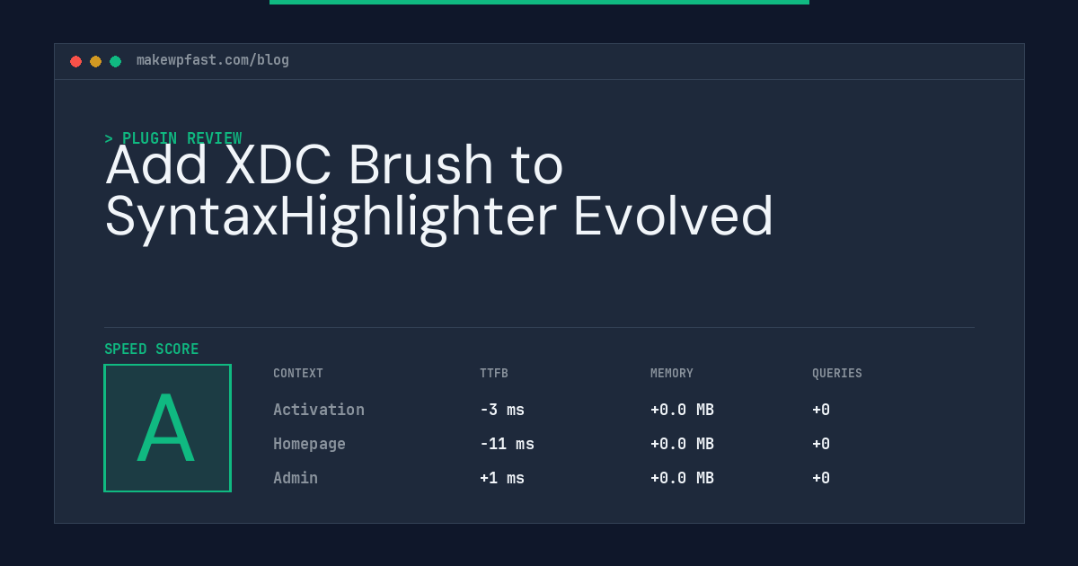 Add XDC Brush to SyntaxHighlighter Evolved - MakeWPFast