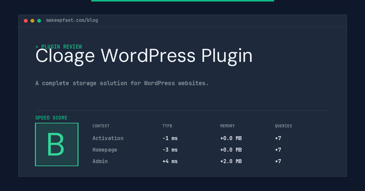 Cloage WordPress Plugin - MakeWPFast