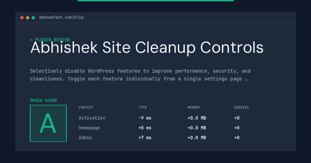 Abhishek Site Cleanup Controls - MakeWPFast