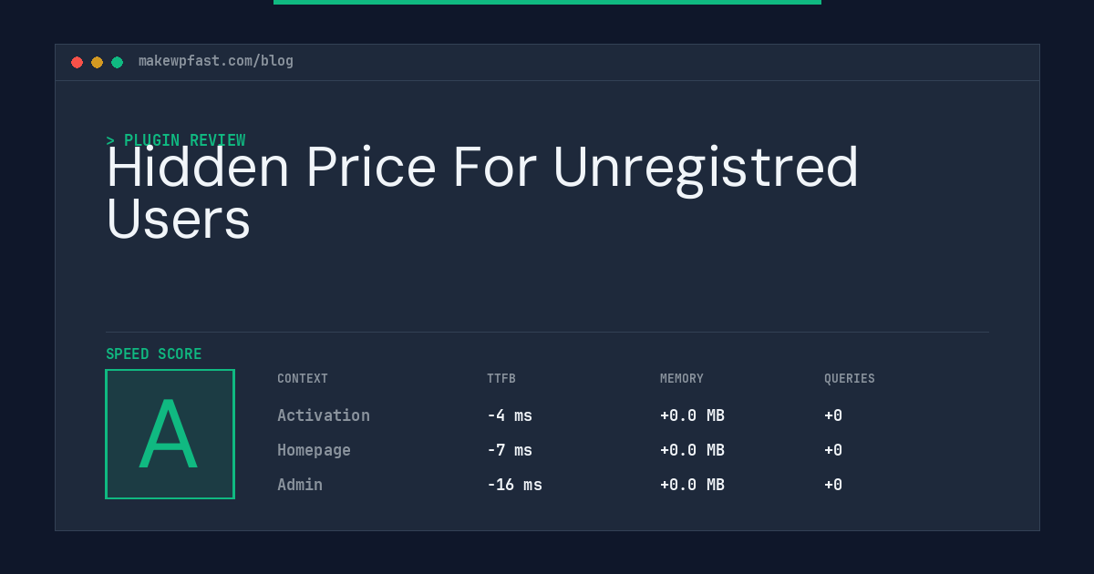 Hidden Price For Unregistred Users - MakeWPFast