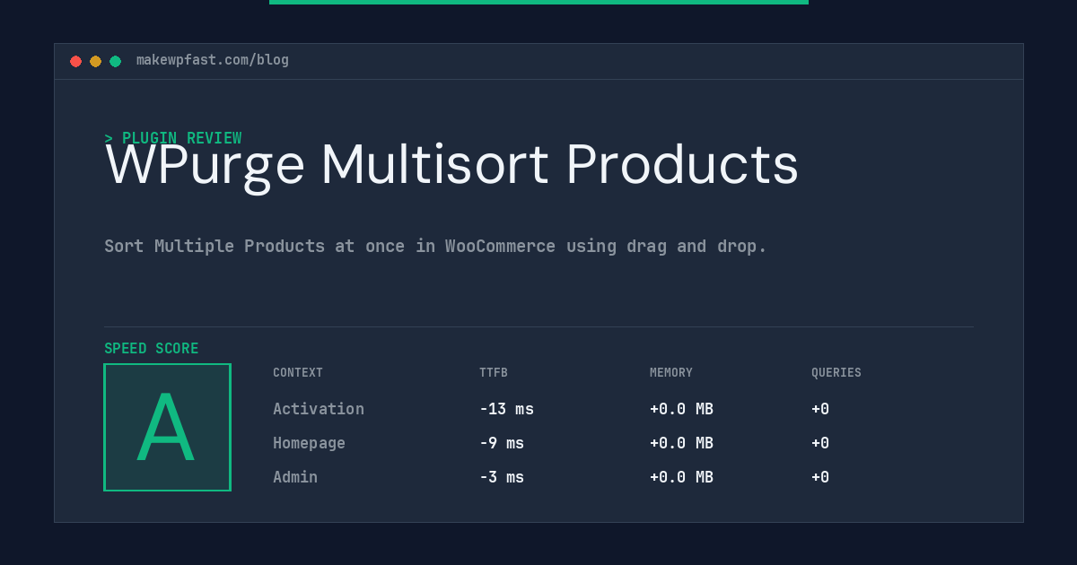 WPurge Multisort Products - MakeWPFast