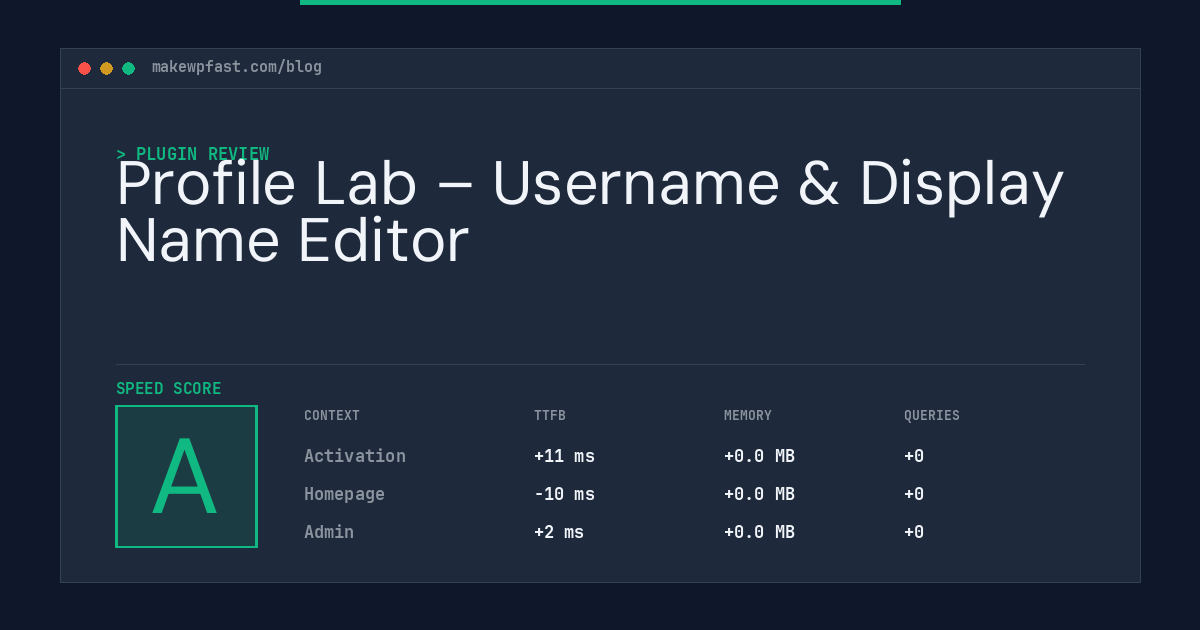 Profile Lab – Username & Display Name Editor - MakeWPFast